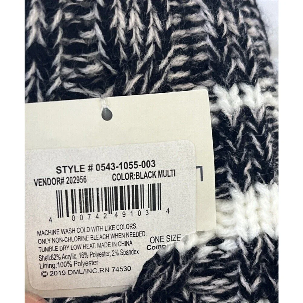 G.H. Bass & Co Women's Cozy Slipper Sock Faux Fur Lined Black Multi One Size NWT